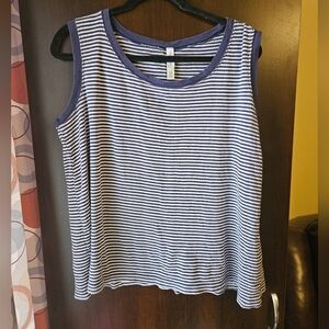 White Stag Navy and White Striped Tank Top Size XL